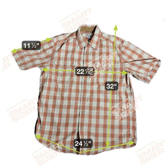 Carhartt Relaxed Fit Orange Plaid Short Sleeve Pearl Snap‎ Men's Size Large - Picture 2 of 8